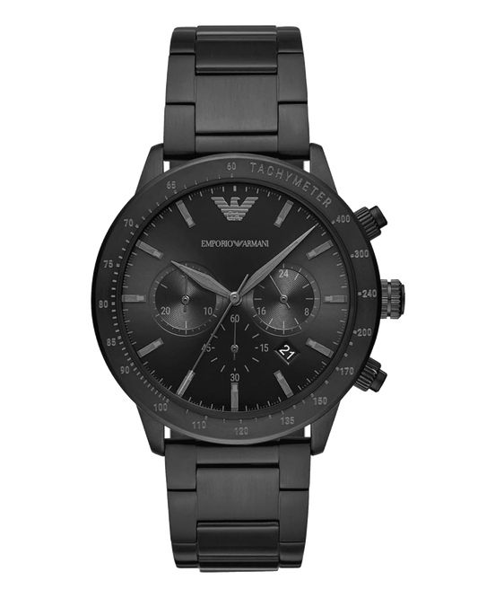 Men's Chronograph Black Stainless Steel Watch